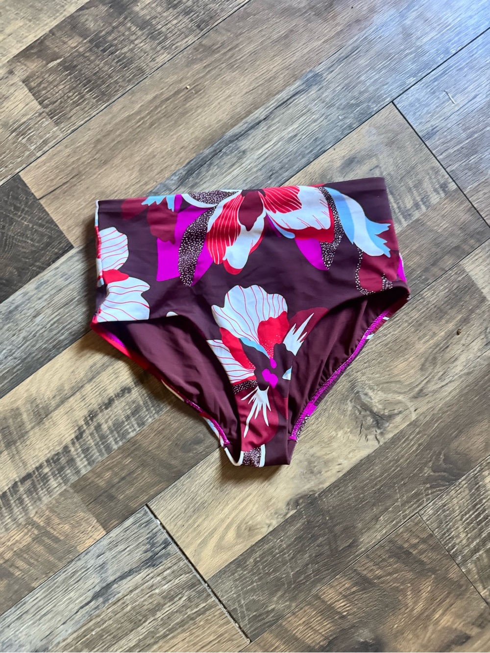 Athleta Maroon Sports Bra Top with Pink Trim
